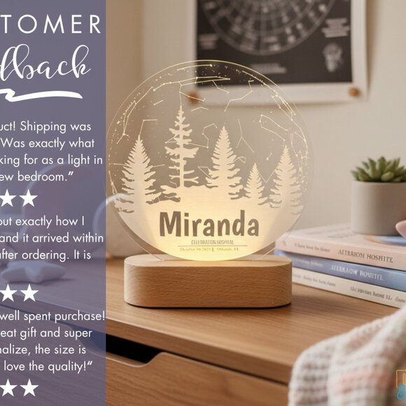 Custom Couples Star Map Night Light | Date & Location | Anniversary or Valentine - Picture 7 of 8